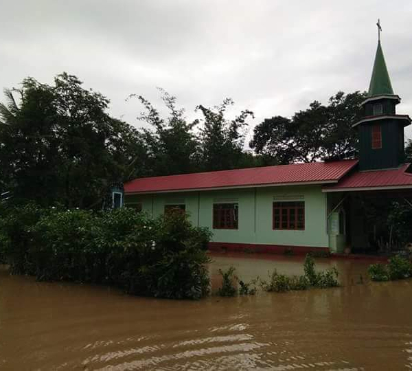 ဇောင်းတန်းသာသနာ အတွင်းရှိ စာနီစုကျေးရွာ၌ ရေများလွမ်းမိုး