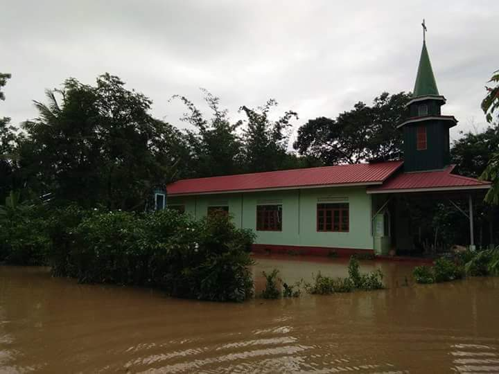 ဇောင်းတန်းသာသနာ အတွင်းရှိ စာနီစုကျေးရွာ၌ ရေများလွမ်းမိုး